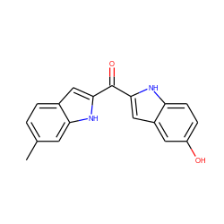 Cc1ccc2cc(C(=O)c3cc4cc(O)ccc4[nH]3)[nH]c2c1 ZINC000013687739