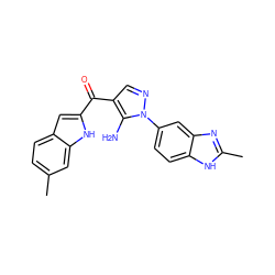 Cc1ccc2cc(C(=O)c3cnn(-c4ccc5[nH]c(C)nc5c4)c3N)[nH]c2c1 ZINC000150090608