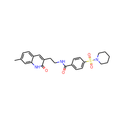 Cc1ccc2cc(CCNC(=O)c3ccc(S(=O)(=O)N4CCCCC4)cc3)c(=O)[nH]c2c1 ZINC000013878726