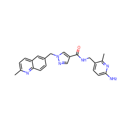 Cc1ccc2cc(Cn3cc(C(=O)NCc4ccc(N)nc4C)cn3)ccc2n1 ZINC000114078582