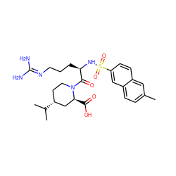 Cc1ccc2cc(S(=O)(=O)N[C@H](CCCN=C(N)N)C(=O)N3CC[C@@H](C(C)C)C[C@@H]3C(=O)O)ccc2c1 ZINC000028756551