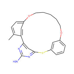 Cc1ccc2cc1-c1cc(nc(N)n1)Sc1cccc(c1)OCCCCCO2 ZINC000073224291