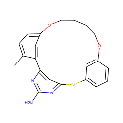 Cc1ccc2cc1-c1cc(nc(N)n1)Sc1cccc(c1)OCCCCO2 ZINC000073224290