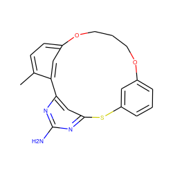 Cc1ccc2cc1-c1cc(nc(N)n1)Sc1cccc(c1)OCCCO2 ZINC000073224289