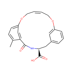 Cc1ccc2cc1C(=O)N[C@H](C(=O)O)Cc1cccc(c1)OC/C=C/CO2 ZINC000103258335