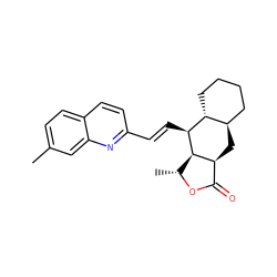 Cc1ccc2ccc(/C=C/[C@@H]3[C@@H]4[C@@H](C)OC(=O)[C@@H]4C[C@@H]4CCCC[C@H]43)nc2c1 ZINC000028571749