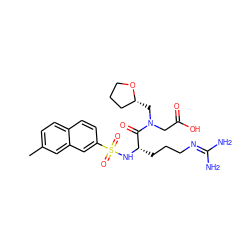 Cc1ccc2ccc(S(=O)(=O)N[C@@H](CCCN=C(N)N)C(=O)N(CC(=O)O)C[C@@H]3CCCO3)cc2c1 ZINC000028756857