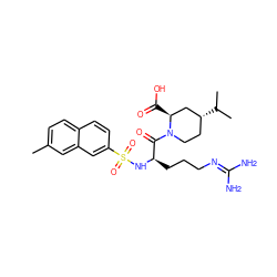 Cc1ccc2ccc(S(=O)(=O)N[C@H](CCCN=C(N)N)C(=O)N3CC[C@@H](C(C)C)C[C@@H]3C(=O)O)cc2c1 ZINC000028756544