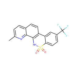 Cc1ccc2ccc3c(c2n1)NS(=O)(=O)c1ccc(C(F)(F)F)cc1-3 ZINC000013815945