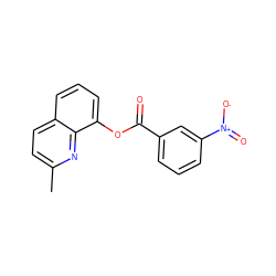 Cc1ccc2cccc(OC(=O)c3cccc([N+](=O)[O-])c3)c2n1 ZINC000000326421