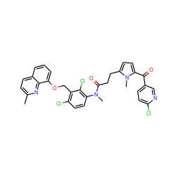 Cc1ccc2cccc(OCc3c(Cl)ccc(N(C)C(=O)CCc4ccc(C(=O)c5ccc(Cl)nc5)n4C)c3Cl)c2n1 ZINC000003988817