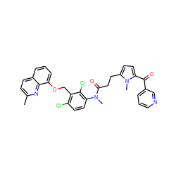 Cc1ccc2cccc(OCc3c(Cl)ccc(N(C)C(=O)CCc4ccc(C(=O)c5cccnc5)n4C)c3Cl)c2n1 ZINC000028765203