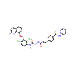 Cc1ccc2cccc(OCc3c(Cl)ccc(N(C)C(=O)CNC(=O)/C=C/c4ccc(C(=O)Nc5ccccn5)cc4)c3Cl)c2n1 ZINC000027405798