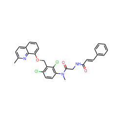 Cc1ccc2cccc(OCc3c(Cl)ccc(N(C)C(=O)CNC(=O)/C=C/c4ccccc4)c3Cl)c2n1 ZINC000027327771