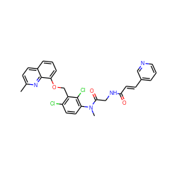 Cc1ccc2cccc(OCc3c(Cl)ccc(N(C)C(=O)CNC(=O)/C=C/c4cccnc4)c3Cl)c2n1 ZINC000027407243