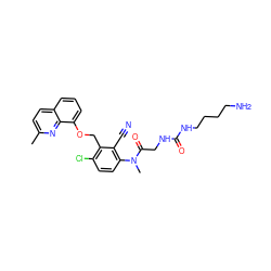 Cc1ccc2cccc(OCc3c(Cl)ccc(N(C)C(=O)CNC(=O)NCCCCN)c3C#N)c2n1 ZINC000003828881