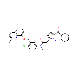 Cc1ccc2cccc(OCc3c(Cl)ccc(N(C)C(=O)Cc4ccc(C(=O)C5CCCCC5)n4C)c3Cl)c2n1 ZINC000028763839