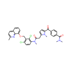 Cc1ccc2cccc(OCc3c(Cl)ccc(N(C)C(=O)Cc4ccc(C(=O)c5ccc(C(=O)N(C)C)cc5)n4C)c3Cl)c2n1 ZINC000028765722