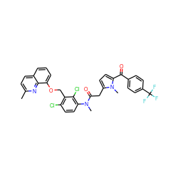 Cc1ccc2cccc(OCc3c(Cl)ccc(N(C)C(=O)Cc4ccc(C(=O)c5ccc(C(F)(F)F)cc5)n4C)c3Cl)c2n1 ZINC000028763723