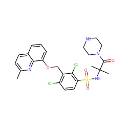 Cc1ccc2cccc(OCc3c(Cl)ccc(S(=O)(=O)NC(C)(C)C(=O)N4CCNCC4)c3Cl)c2n1 ZINC000044280174