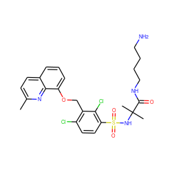 Cc1ccc2cccc(OCc3c(Cl)ccc(S(=O)(=O)NC(C)(C)C(=O)NCCCCN)c3Cl)c2n1 ZINC000044032059