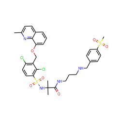 Cc1ccc2cccc(OCc3c(Cl)ccc(S(=O)(=O)NC(C)(C)C(=O)NCCCNCc4ccc(S(C)(=O)=O)cc4)c3Cl)c2n1 ZINC000049916665