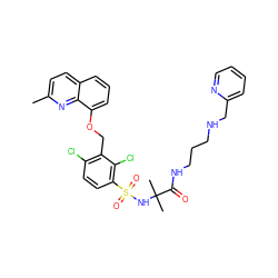 Cc1ccc2cccc(OCc3c(Cl)ccc(S(=O)(=O)NC(C)(C)C(=O)NCCCNCc4ccccn4)c3Cl)c2n1 ZINC000044031855