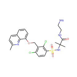 Cc1ccc2cccc(OCc3c(Cl)ccc(S(=O)(=O)NC(C)(C)C(=O)NCCN)c3Cl)c2n1 ZINC000038276288