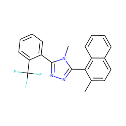 Cc1ccc2ccccc2c1-c1nnc(-c2ccccc2C(F)(F)F)n1C ZINC000029042735