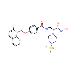 Cc1ccc2ccccc2c1COc1ccc(C(=O)NC[C@@H](C(=O)NO)N2CCN(S(C)(=O)=O)CC2)cc1 ZINC000116375991