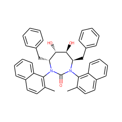 Cc1ccc2ccccc2c1N1C(=O)N(c2c(C)ccc3ccccc23)[C@H](Cc2ccccc2)[C@H](O)[C@@H](O)[C@H]1Cc1ccccc1 ZINC000027103628