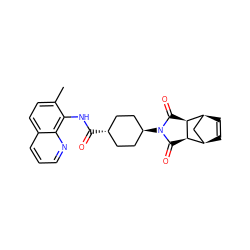 Cc1ccc2cccnc2c1NC(=O)[C@H]1CC[C@H](N2C(=O)[C@H]3[C@H]4C=C[C@H](C4)[C@H]3C2=O)CC1 ZINC000253650665