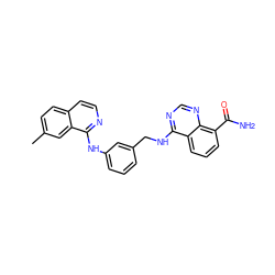 Cc1ccc2ccnc(Nc3cccc(CNc4ncnc5c(C(N)=O)cccc45)c3)c2c1 ZINC000114344494