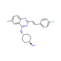 Cc1ccc2nc(/C=C/c3ccc(Cl)cc3)nc(N[C@H]3CC[C@H](N)CC3)c2c1 ZINC000100413758