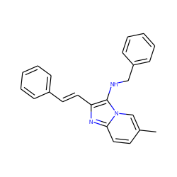 Cc1ccc2nc(/C=C/c3ccccc3)c(NCc3ccccc3)n2c1 ZINC000004172737