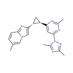 Cc1ccc2nc([C@@H]3C[C@H]3c3cc(-n4nc(C)nc4C)nc(C)n3)cn2c1 ZINC000209349788