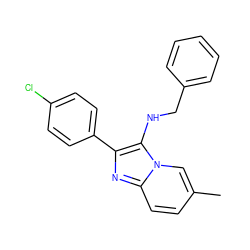 Cc1ccc2nc(-c3ccc(Cl)cc3)c(NCc3ccccc3)n2c1 ZINC000035157080