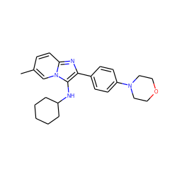 Cc1ccc2nc(-c3ccc(N4CCOCC4)cc3)c(NC3CCCCC3)n2c1 ZINC000073295257