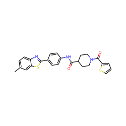 Cc1ccc2nc(-c3ccc(NC(=O)C4CCN(C(=O)c5cccs5)CC4)cc3)sc2c1 ZINC000009585591