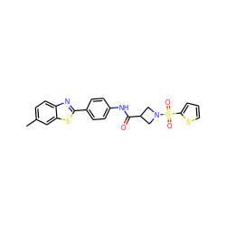 Cc1ccc2nc(-c3ccc(NC(=O)C4CN(S(=O)(=O)c5cccs5)C4)cc3)sc2c1 ZINC000040864919