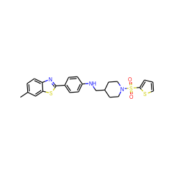 Cc1ccc2nc(-c3ccc(NCC4CCN(S(=O)(=O)c5cccs5)CC4)cc3)sc2c1 ZINC000040864835