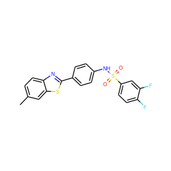 Cc1ccc2nc(-c3ccc(NS(=O)(=O)c4ccc(F)c(F)c4)cc3)sc2c1 ZINC000003259423