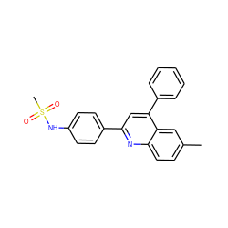 Cc1ccc2nc(-c3ccc(NS(C)(=O)=O)cc3)cc(-c3ccccc3)c2c1 ZINC000001077340