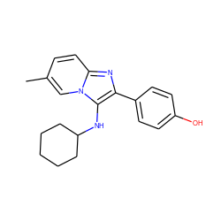 Cc1ccc2nc(-c3ccc(O)cc3)c(NC3CCCCC3)n2c1 ZINC000000412102