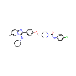 Cc1ccc2nc(-c3ccc(OCC4CCN(C(=O)Nc5ccc(Cl)cc5)CC4)cc3)c(NC3CCCCC3)n2c1 ZINC000095589444