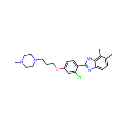 Cc1ccc2nc(-c3ccc(OCCCN4CCN(C)CC4)cc3Cl)[nH]c2c1C ZINC000023361005