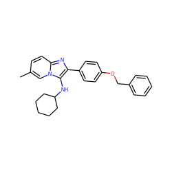 Cc1ccc2nc(-c3ccc(OCc4ccccc4)cc3)c(NC3CCCCC3)n2c1 ZINC000073295919