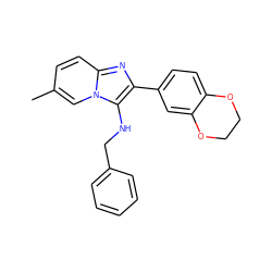 Cc1ccc2nc(-c3ccc4c(c3)OCCO4)c(NCc3ccccc3)n2c1 ZINC001772650309