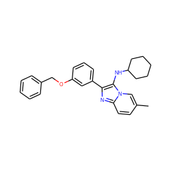 Cc1ccc2nc(-c3cccc(OCc4ccccc4)c3)c(NC3CCCCC3)n2c1 ZINC000073296379