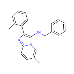 Cc1ccc2nc(-c3ccccc3C)c(NCc3ccccc3)n2c1 ZINC001772601509